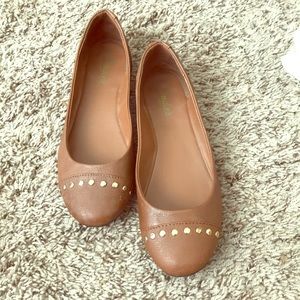 Brown Leather Studded Flats